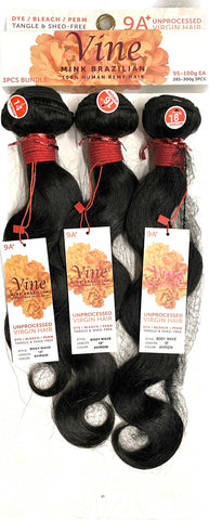 Vine 9A Mink Brazilian Multipack Body Wave with 4x4 Lace Closure