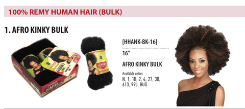 EVE AFRO KINKY BULK 100% HUMAN HAIR 16 INCHES